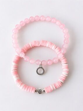 Pastel Rose Quartz Inspired Bracelet 9”